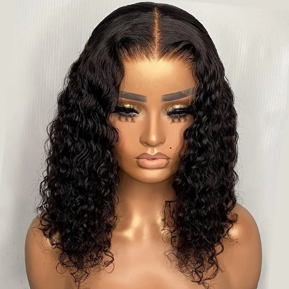 

Brazilian Short Curly Bob Lace Front Human Hair Wigs PrePluck With Baby Hair Deep Wave Frontal Wig For Women Water Wave Lace Wig