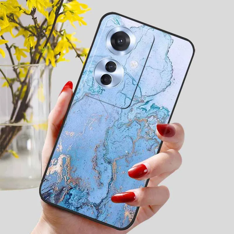 Black Marble Print Silicone Phone Cover - Fashionable Protective Shell and Soft TPU Case