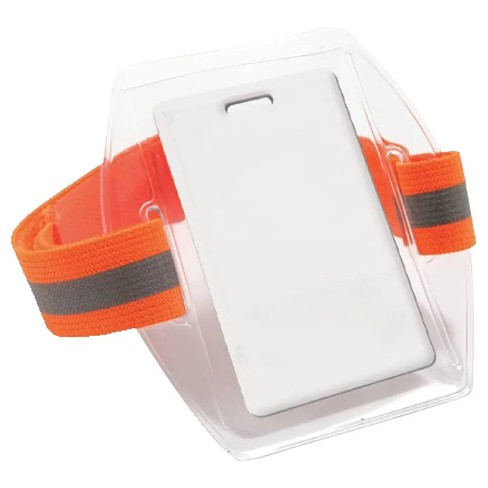 Badge Holder 2pcs Durable Adjustable Belt Arm Badge Holder High Visibility Transparent Ski Pass Holder PVC Armband Card Office