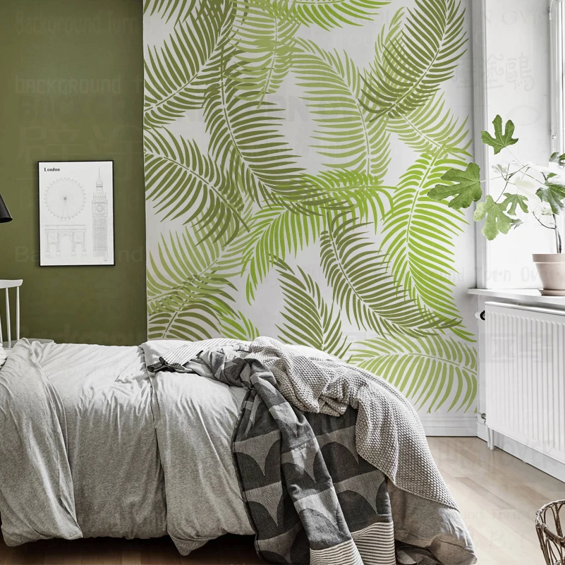 30cm - 70cm Stencil Wall For Painting Decor Putty Template Furniture Makers Decorative Plaster Leaf Tropical Summer Jungle S049