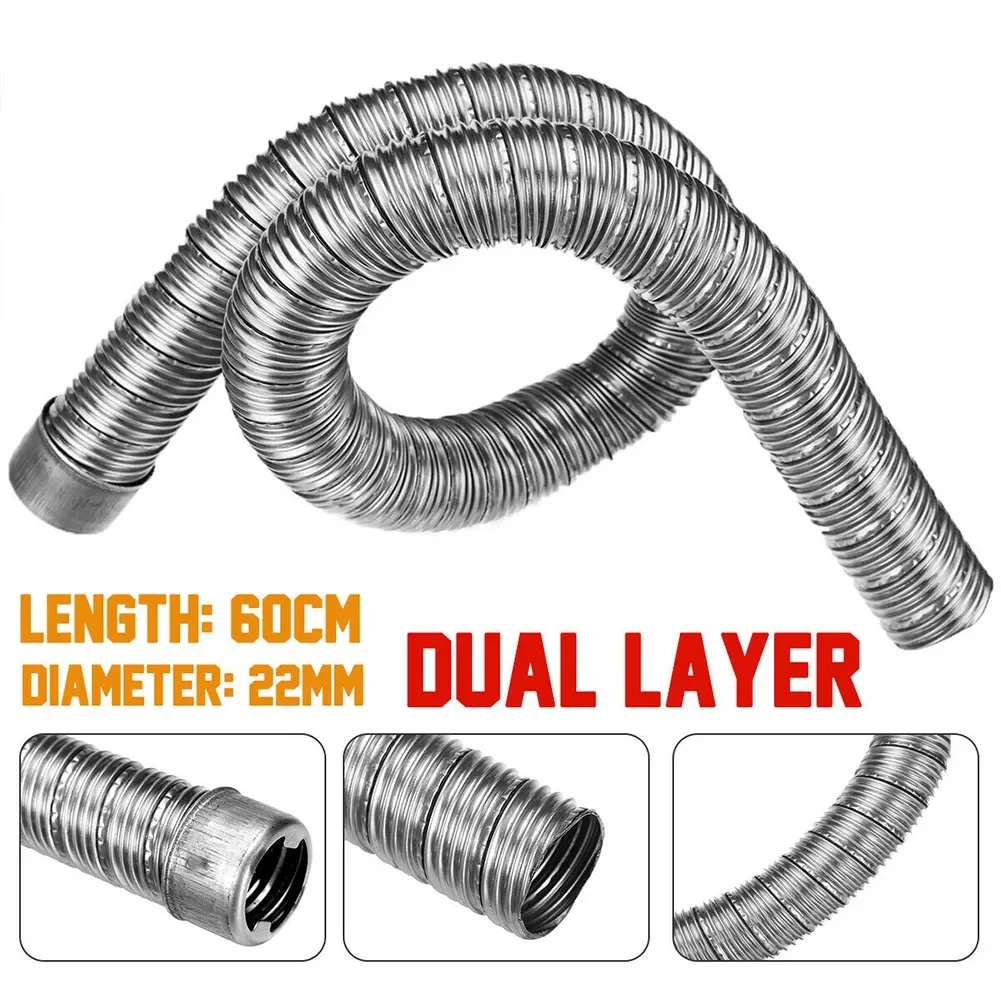 Air Intake System Hose 60cm 22mm Stainless Steel Air Diesel Heater Duct Exhaust Pipe Car Intake Pipe Extension Tube Cap For Eberspacher Webasto Parts