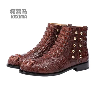 hulangzhishi new crocodile leather shoes men crocodile boots male boots Short business leisure Men