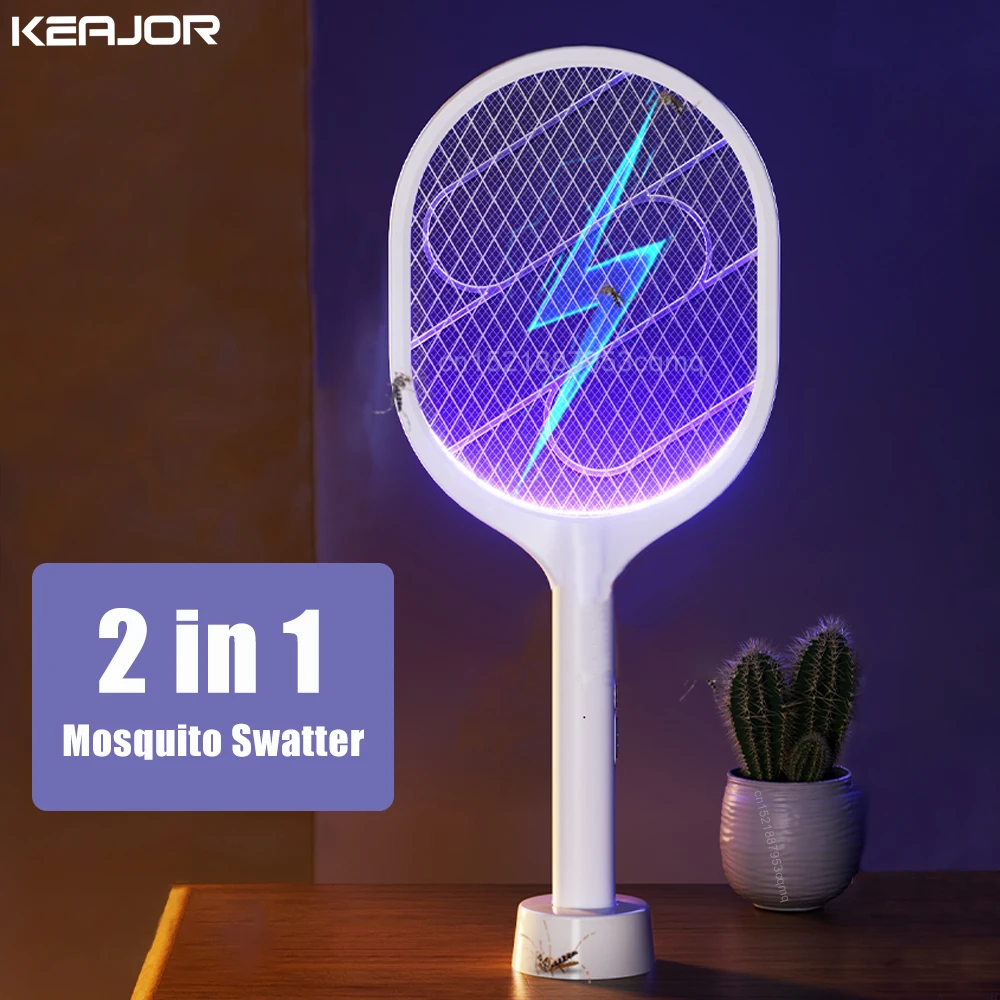 Bug Zapper, Mosquito Killer Mosquito Keyins lampe et raquette 2 en 1,  Swatter à mouche électrique rechargeable USB pour la maison et l'extérieur,  grille puissante 3 couches mesh - Chine Mosquito Swatter