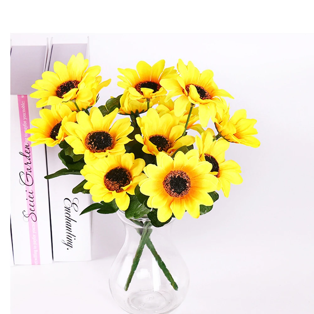 Artificial Flowers 1PC Sunflower 7-Head Artificial Sunflower Bouquet Wedding Home Decoration