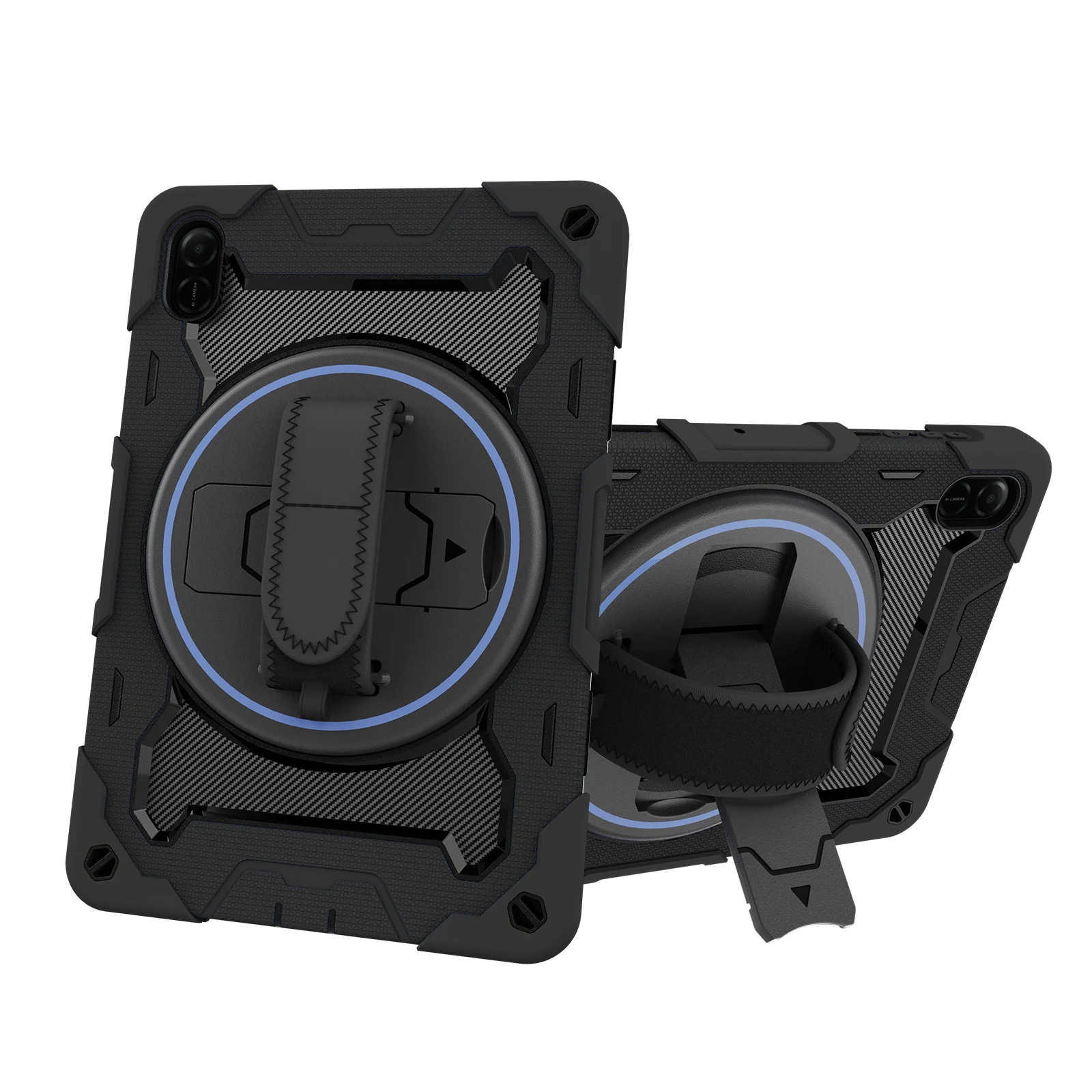 Durable Armor Stand Tablet Case with 360° Rotatable Hand Strap and Multi-Layer Shockproof Protection