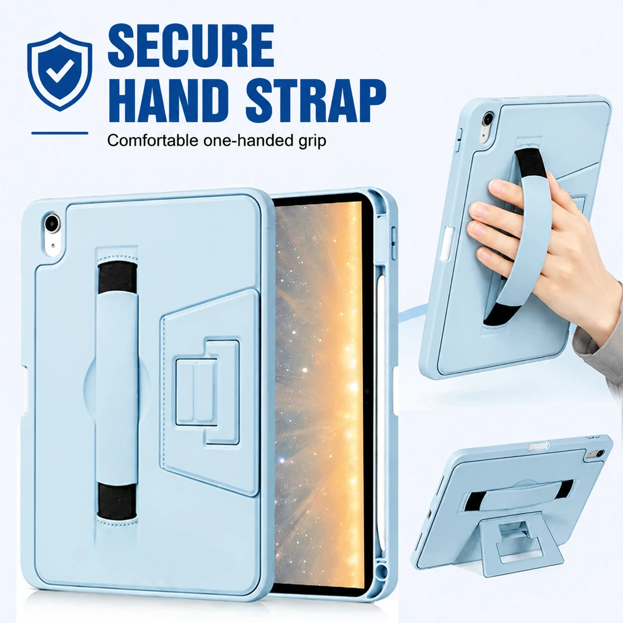 Luxury Leather Tablet Case with Wrist Band Stand