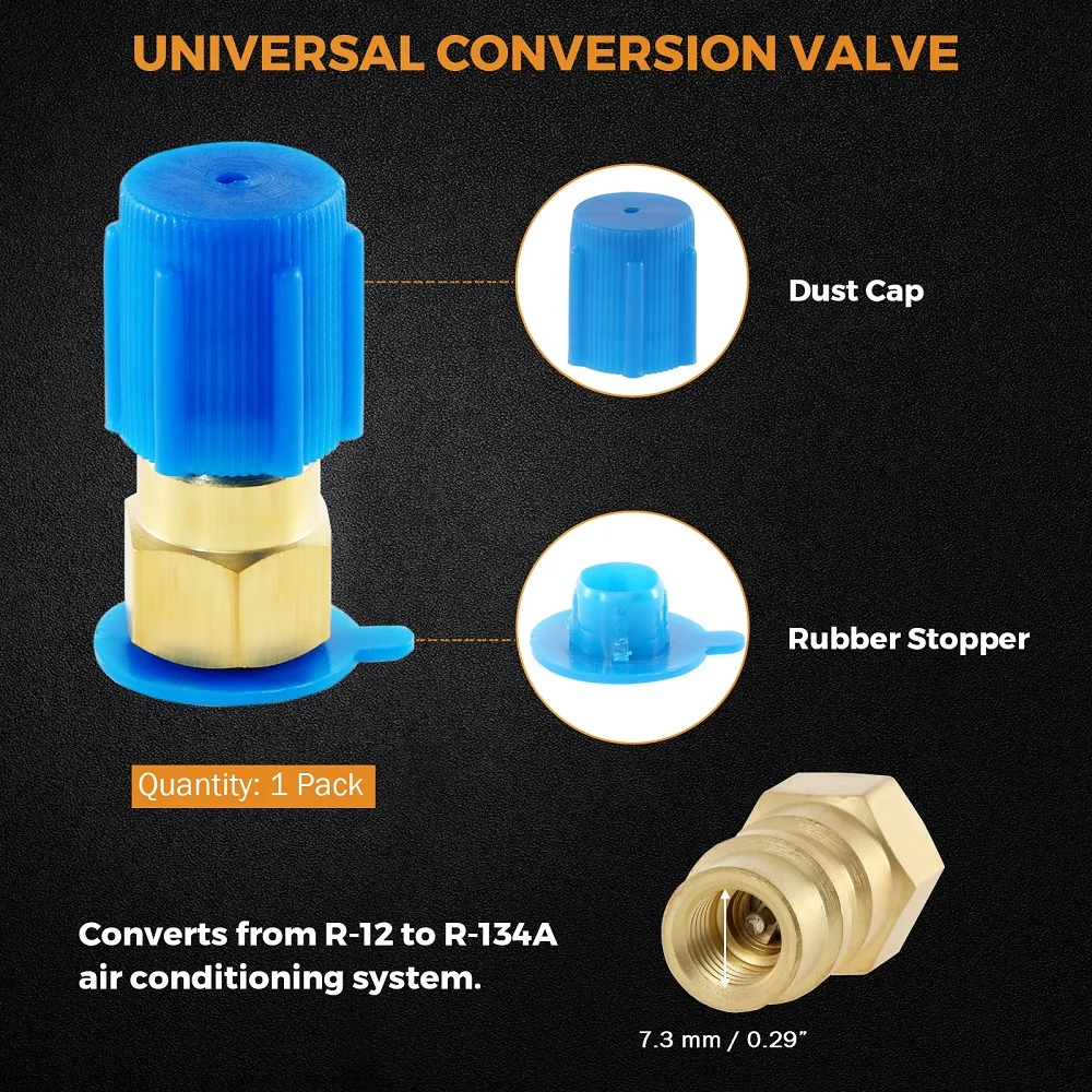 7-Piece AC Refrigerant Recharge Kit - Freon Hose With Gauge & Valves For Refrigerator & Car AC