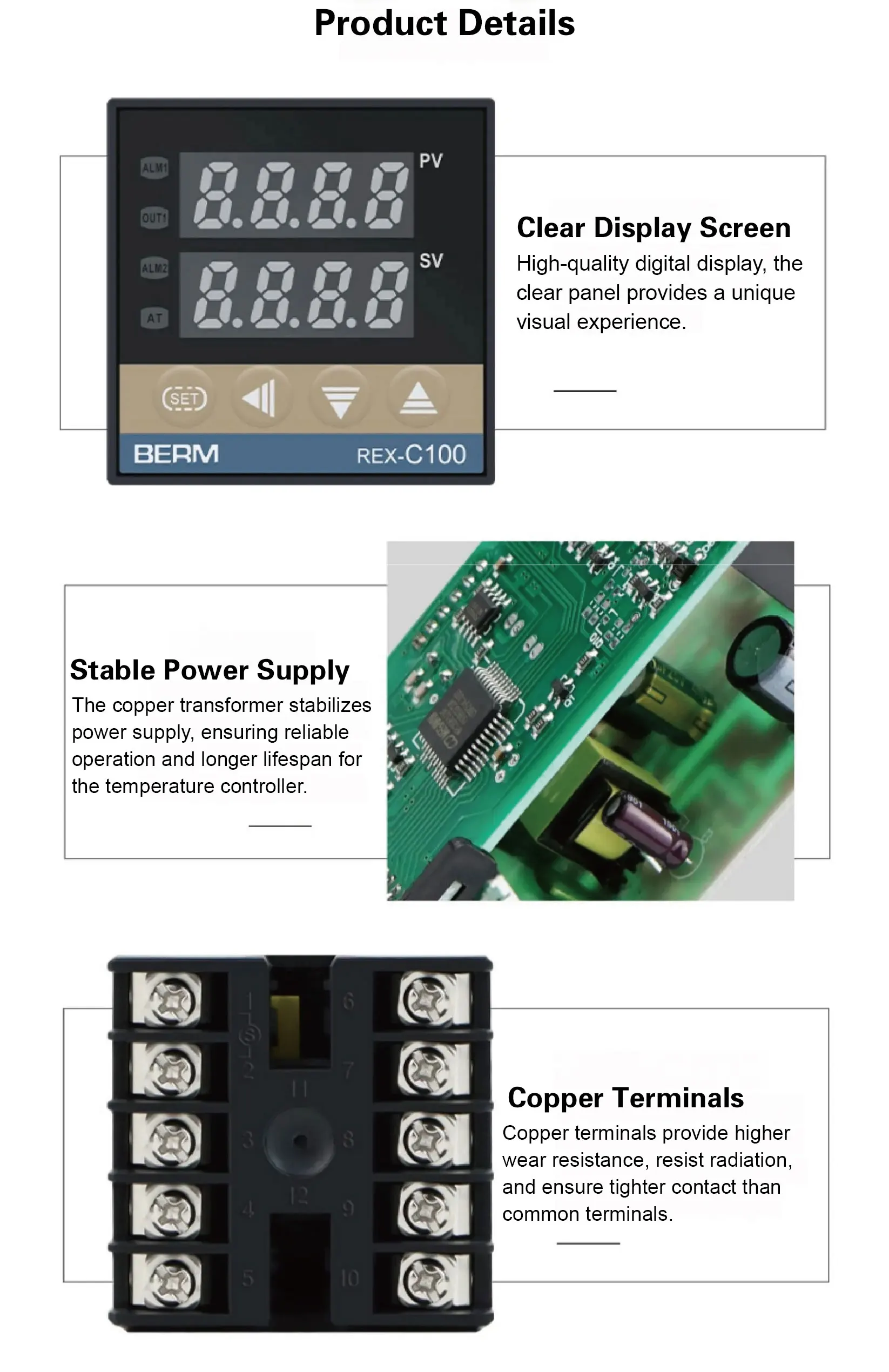 REX-C400 PID Temperature Controller Digital Thermostat with SSR Relay Output and