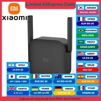 XIAOMI Nuovo Amplificatore WiFi Pro, Ripetitore di Rete 2.4G 300M, Estensore di Potenza, Router, 2 Antenne, per Router Mi Wi-Fi