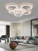 Modern white minimalist circle fan light simple living room ceiling fan smart control ceiling fan light. 5