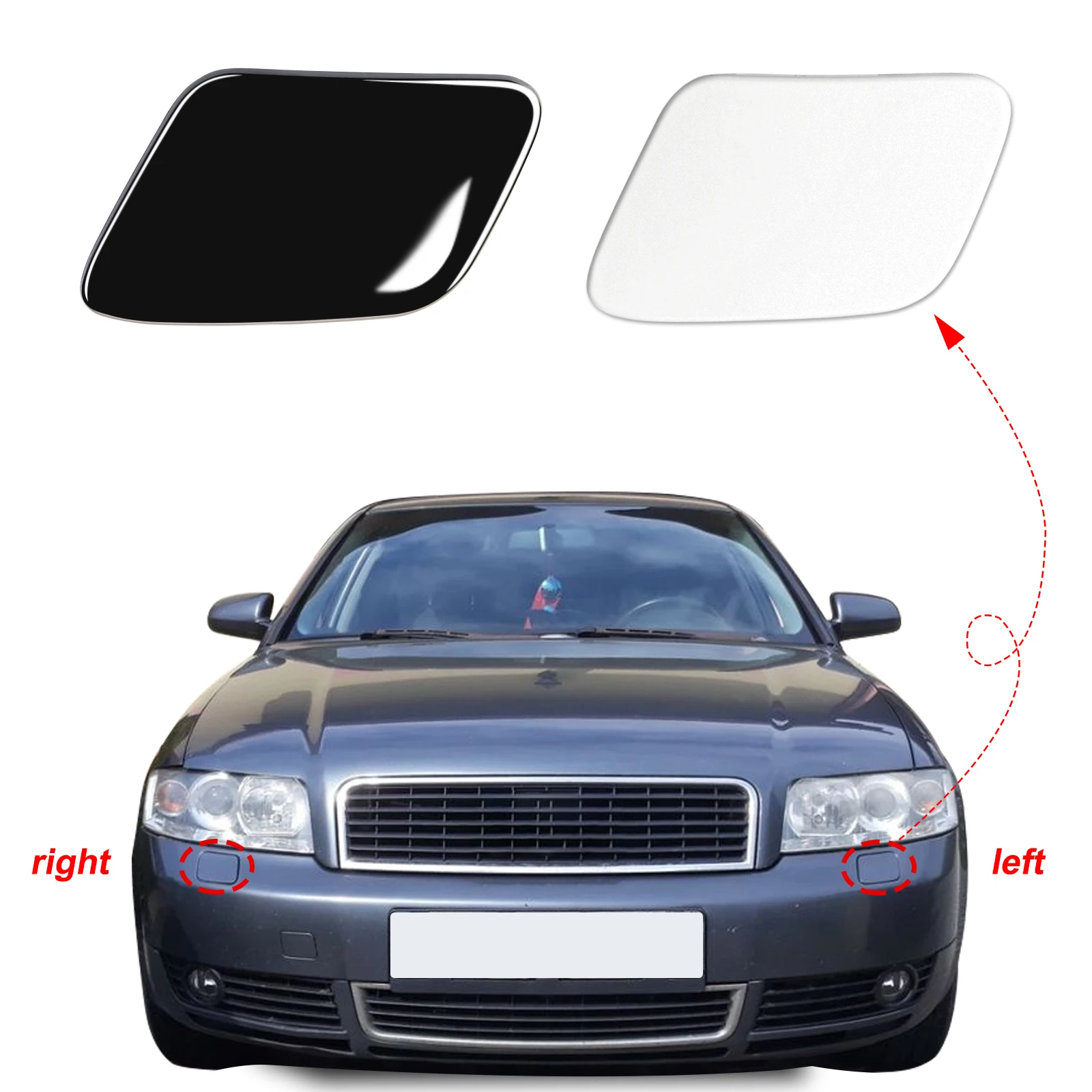 Front Bumper Headlight Washer Cover Headlamp Jet Spray Cap For Audi A4  Accessories 2002 2003 2004 2005 8E0955275D 8E0955276D