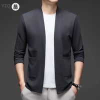 Veste cape à manches longues pour hommes, nouvelle collection d'affaires décontractée, couleur unie, tricotée, confortable et à la mode, haut polyvalent toutes saisons 2