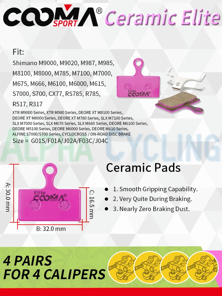 Bicycle Disc Brake Pads Brake Pads Bike Brake Pads 4 Pairs 8 PCS Ceramic Bicycle Brake Pads for Bike Caliper