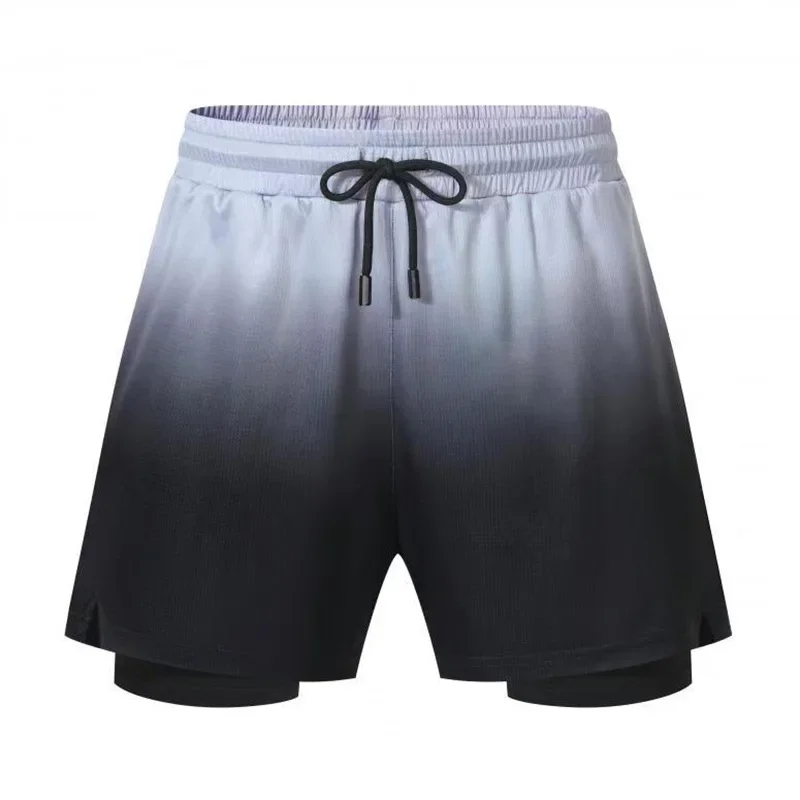 Men's Quick Dry Sports Shorts Summer Double Layer Running Pants Outdoor Fitness Training Trousers Anti-Light Leak