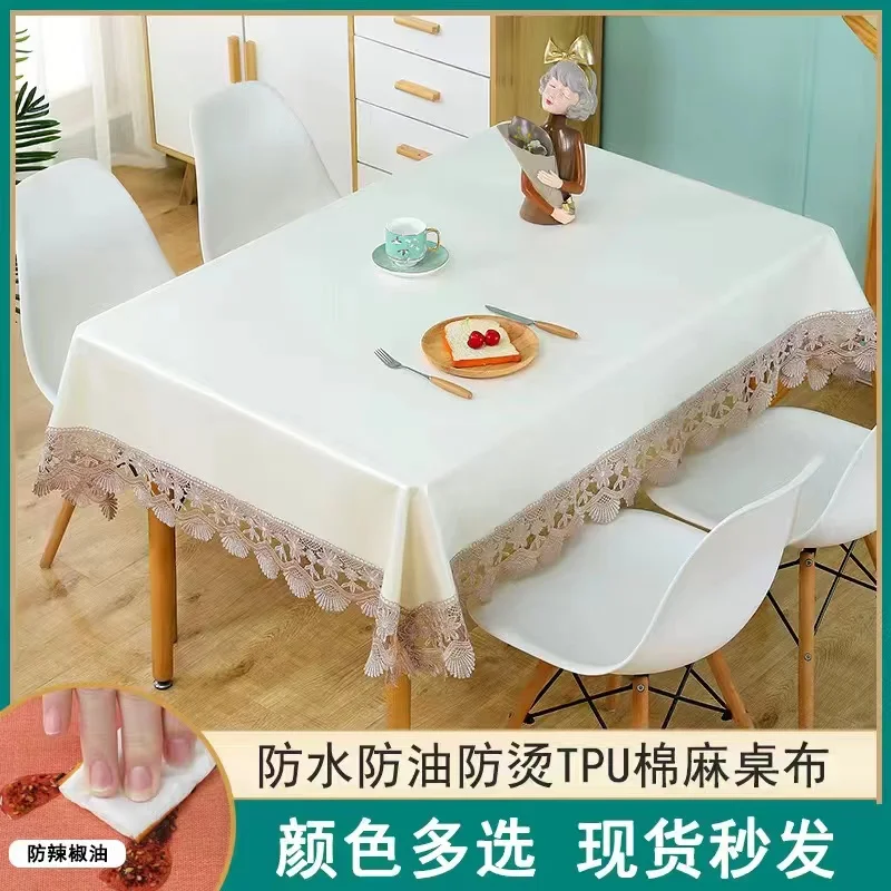 

Waterproof, anti scald, and washable rectangular household tablecloth, PVC tea table, round table cover