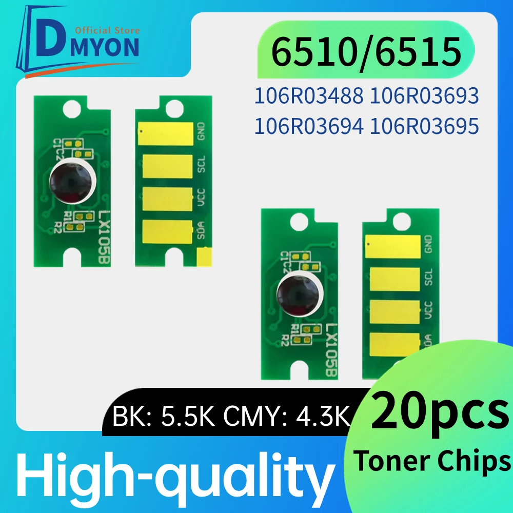 

Чип картриджа 106R03488 106R03693 106R03694 106R03695 для Xerox Phaser 6510 WorkCentrue 6515 ME/SA/E.EU, Тонер для принтера, 20 шт.