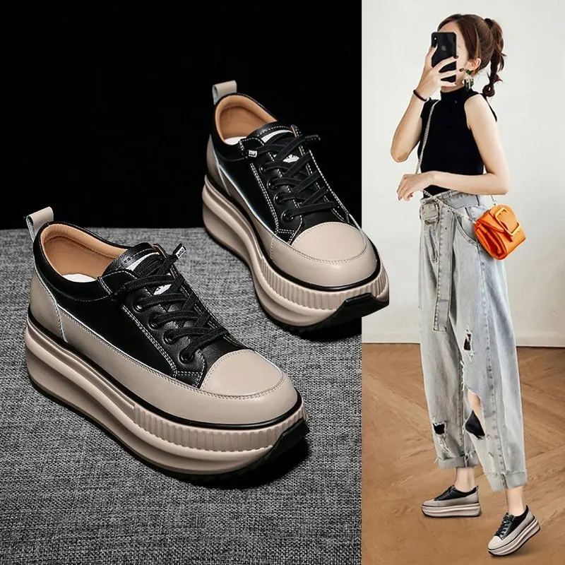 Winter Women Chunky Sneakers Warm Casual Vulcanized High Platform Boots 7CM Lace Up High Top Leather women shoes casual sneakers women sneakers