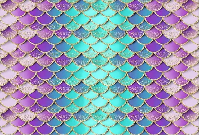 Johnson Rainbow Mermaid Scale Glitter Girls Princess Baby Shower Fondali Sfondo