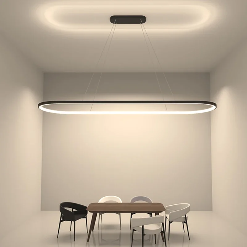 

Designer Dining Room Ceiling Lamp Ins Nordic Minimalist Dining Room Bar Table Creativity Word Led Strip Modern Simplicity