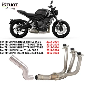 For Triumph Street Triple 660 765 S R RS A2L 2017 - 2024 Motorcycle Exhaust Systems Escape Moto Front Middle Link Pipe 50.8MM