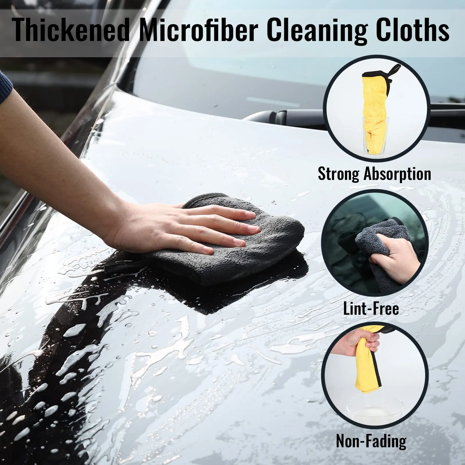 Large Size Thick Microfiber Cleaning Towel Car Detail Cloth Car Drying Towel Polishing Waxing Dry Absorbent