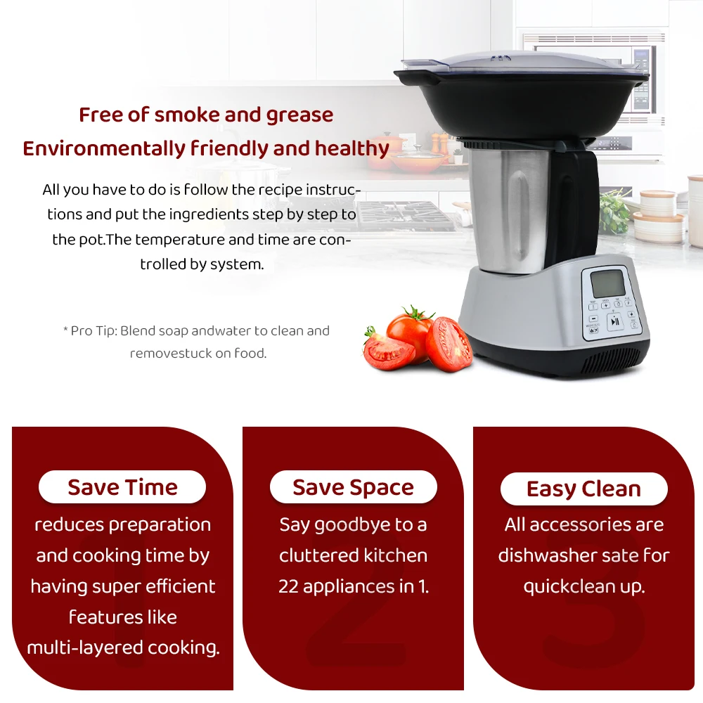 Multifunction Cooking Food Processor Robot De Cocina Thermo mixer All In One  Appliance Thermomixer T6 Termo Cooker - AliExpress