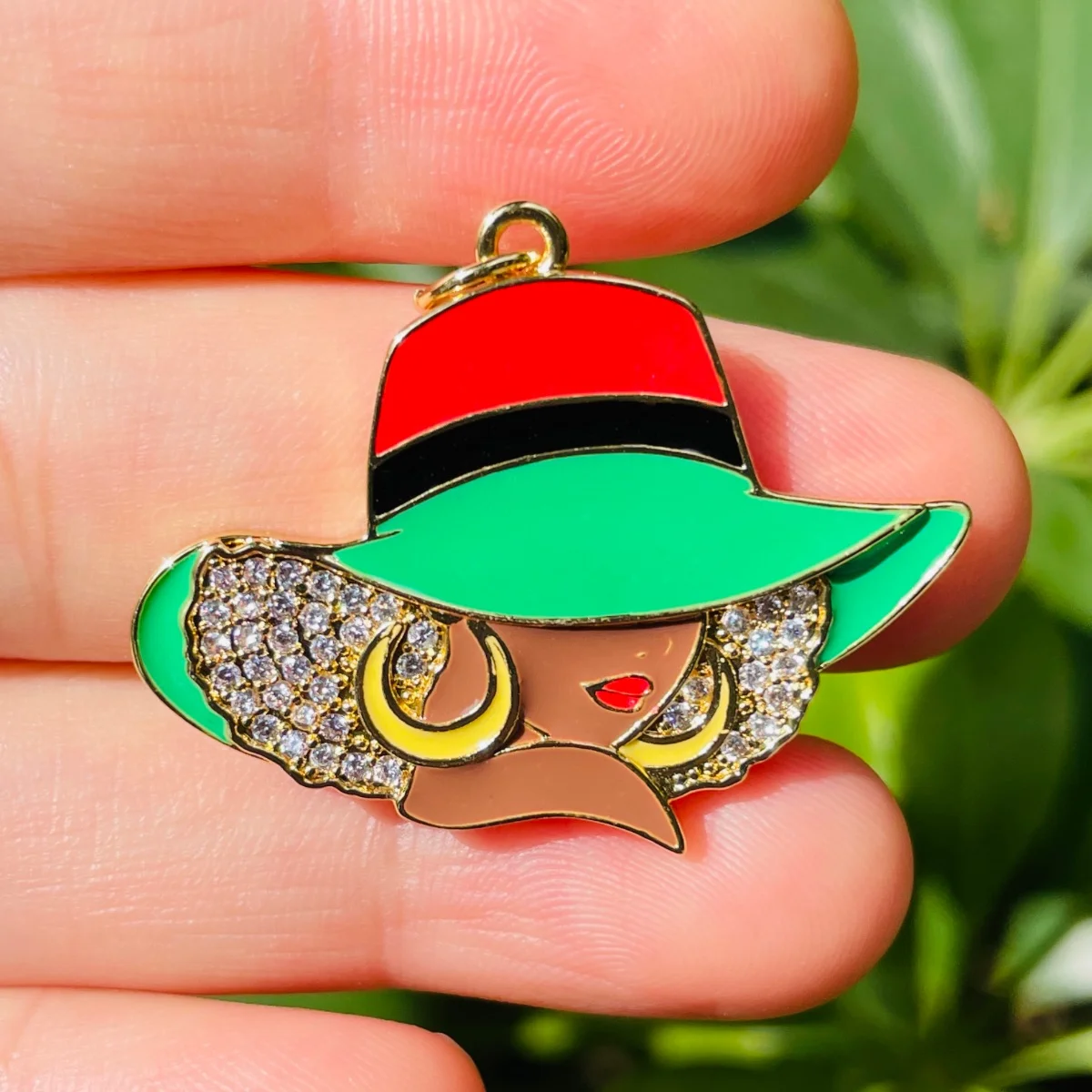 5pcs Enamel Afro Black Girl Charm Micro Pave Pendant for Women Bracelet Necklace Making Juneteenth Awareness Jewelry Accessories