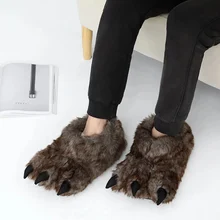 

Winter Unisex Claw Slippers Bear Claw Indoor Home Shoes Soft Fabric House Plush Shoes Couples Funny Furry Slides Shoes Woman