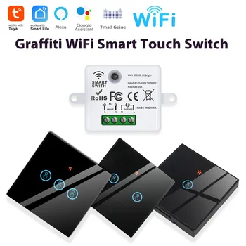 The Tuya smart switch-off device features wireless touch, WiFi, random stickers, APP remote control, Alexa voice control, and ti