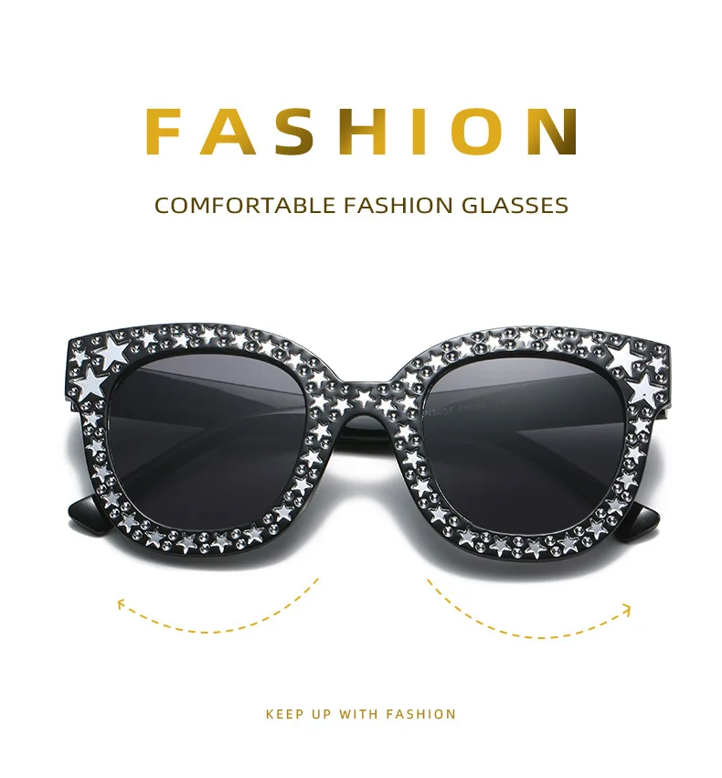 big frame sunglasses New Oversize Mosaic Star Sunglasses Women 2022 Cute Sexy Model Catwalk Style Sun Glasses Ladies Fashion Decoration Eyewears UV big frame sunglasses