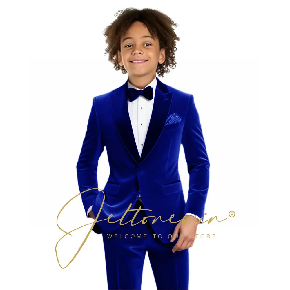 Abito da Compleanno per Bambini, Completo in Velluto Bordeaux con Giacca e Pantaloni per Bambini, Abbigliamento per Cerimonie e Feste - immagine 5