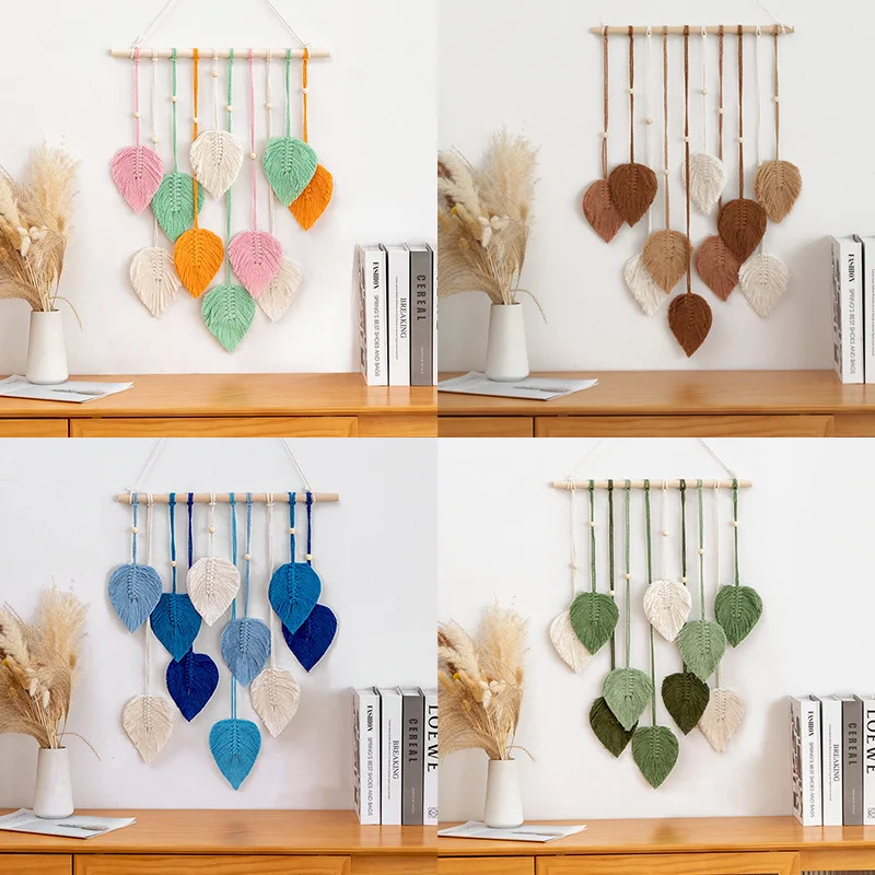 Modern Boho Macrame Leaf Wall Hanging - Woven Aesthetic Home Decor
