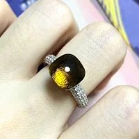 10.6mm Classic Crystal Fashion Jewelry Rose-Gold Plated Candy Style Ring Topaz Women Girlfriend Birthday Gift Christmas