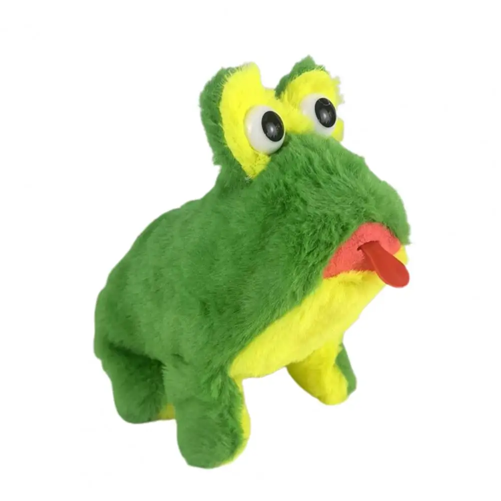 Frog Plushie Toy Interactive Electric Plush Frog Toy Walking Animal with Sound Movable Tongue Musical Stuffed Doll for Kids'