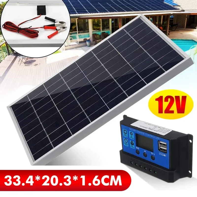 Kit de panneaux solaires 20 W/H, puissance polycristalline complète 12V, générateur solaire Portable pour l'extérieur, Rechargeable, pour la maison