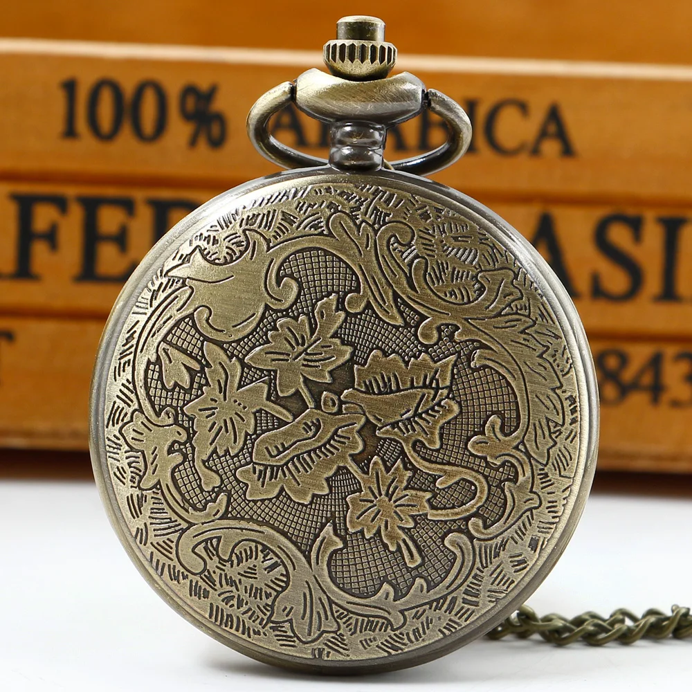 Fashion Casual Bronze Quartz Pocket Watch Retro Movie Theme Practical Children's Birthday Gift Necklace for Boys and Girls