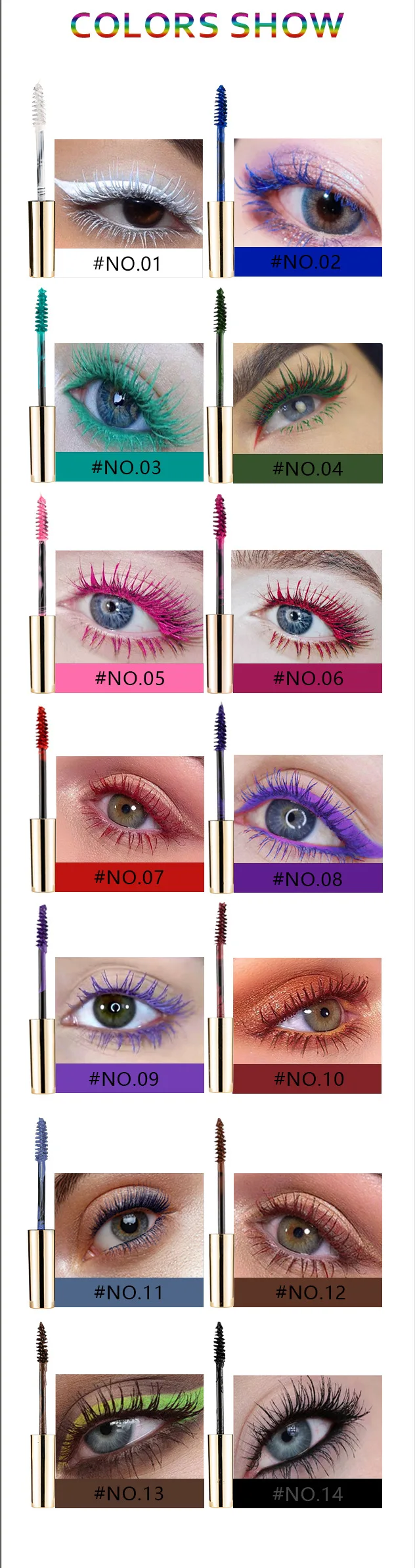 5d Waterproof Colored Mascara Long Lasting Thick Curling Lash Dye_voghion.com