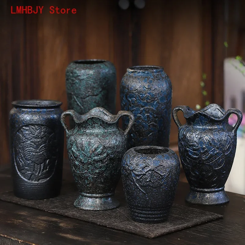 

LMHBJY Vintage Vase Hydroponic Ceramic Flower Decoration Living Room Coffee Table TV Cabinet Simulated Flower Decoration