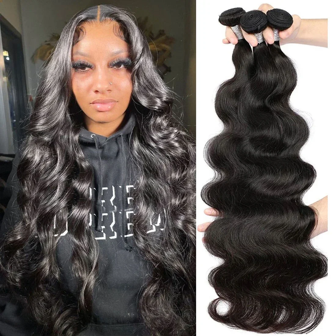 Body Wave Bundles Human Hair Brazilian Weaving Hair Glueless Weave Black 3 4 Bundles Deal Natural 30 Inch Bundle Hair Extensions