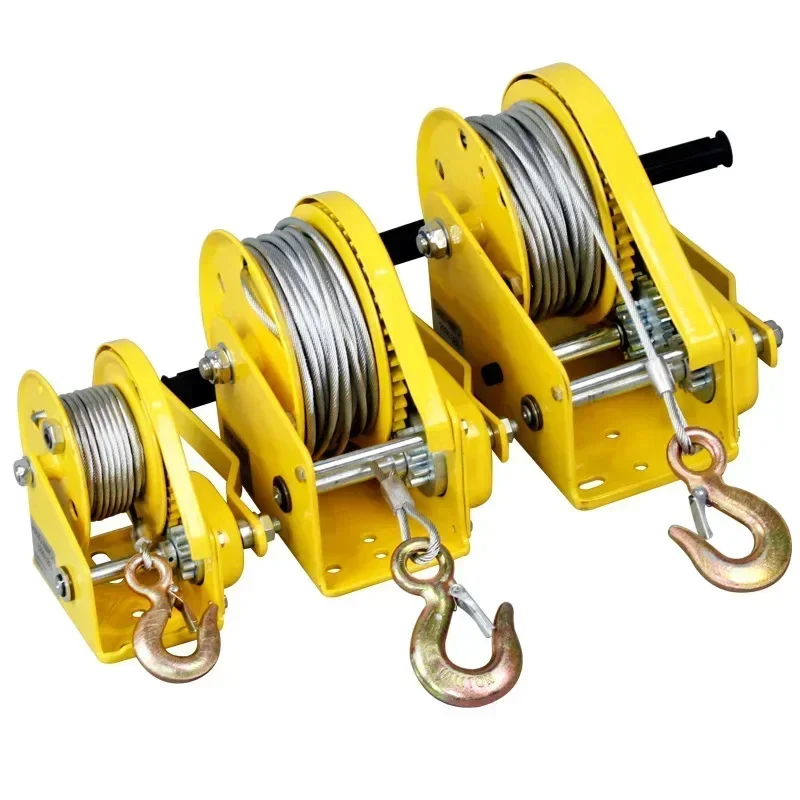 1200 Pounds 10m Wirerope Hand Operated Winch Manual Traction Hoist Winch Crane Bidirectional Self-locking Small Portable