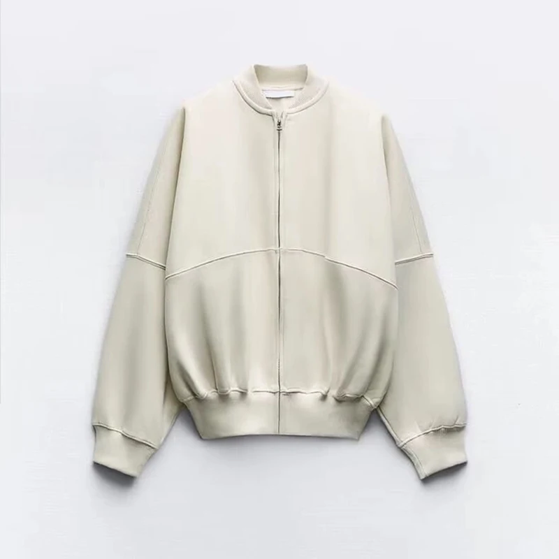 

2024 New Two-piece Set Women Long Sleeve Zipper Bomber Jackets Coat+High Waist Drawstring Wide Leg Pants Streetwear Female Set