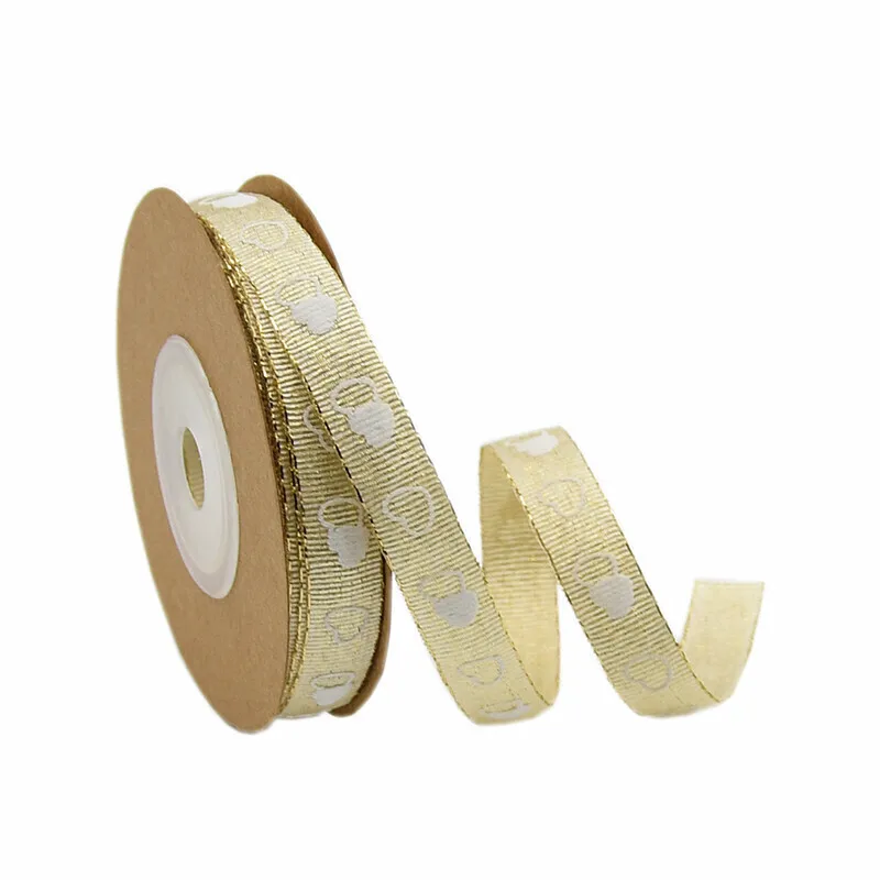 (10 meters/roll) Red Love Printed Ribbon Wedding Tanabata Gift Wrap Rope Valentine's Day Red Jacquard Ribbon DIY Handmade Ribbon