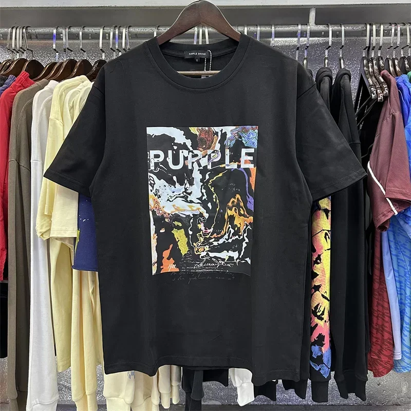 

New 2023 Purple Character Image Printing High-Quality Double Yarn Casual Short Sleeved T-Shirt For Men And Women