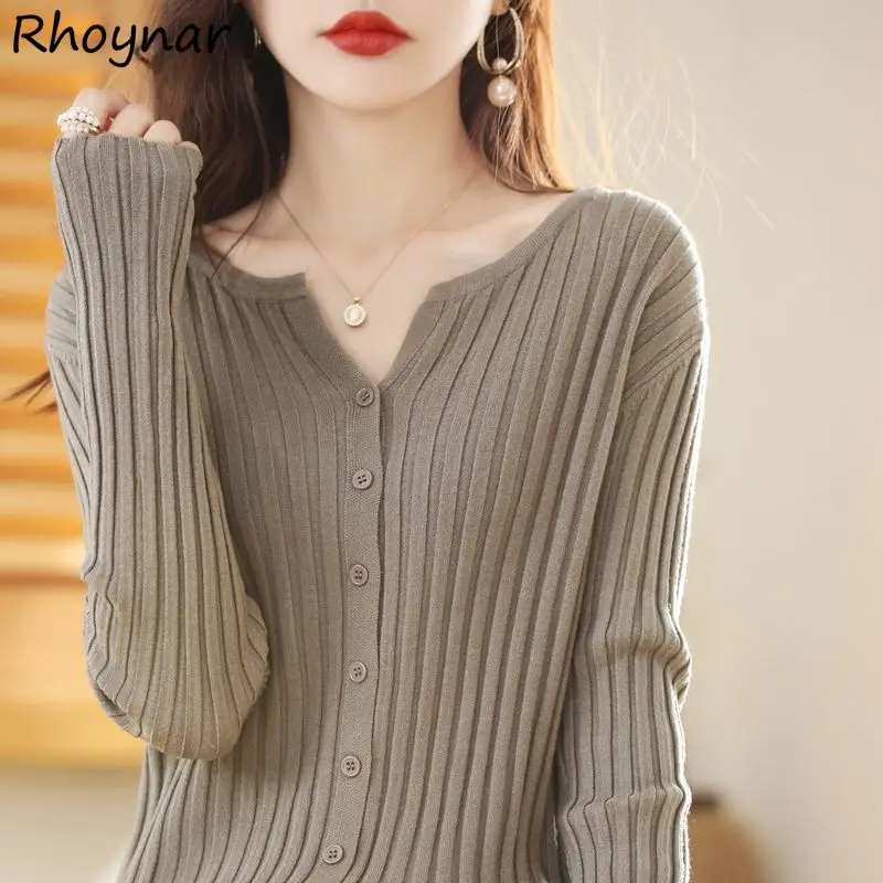 

Cardigans for Women Y2k Solid 10 Colors Sweater Autumn Winter Slim Fashion Tender Female Simple Knitted Aesthetic Clothing Basic