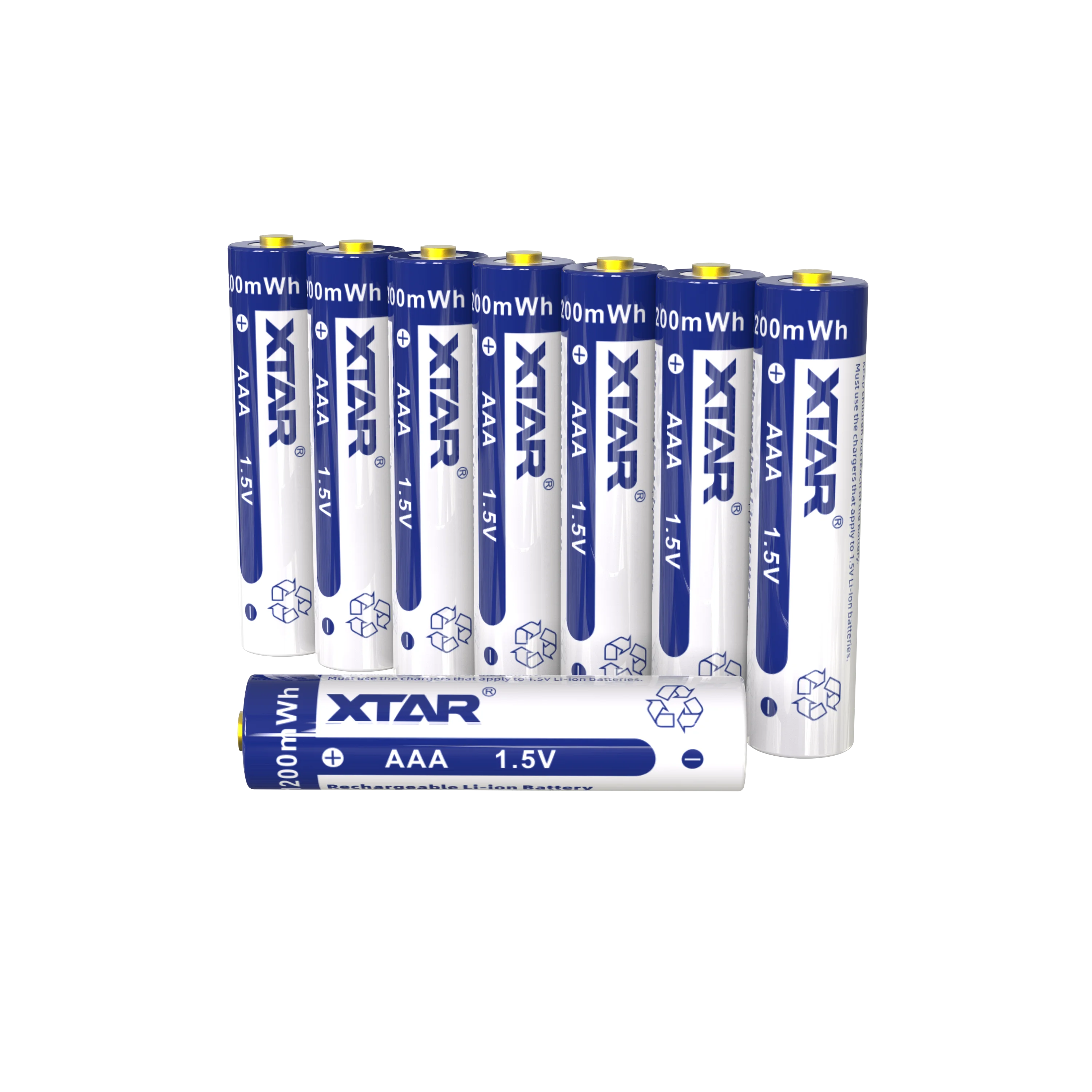 XTAR 1.5V AAA Battery 1200 mWh Rechargeable Li-ion Battery Max Discharge Current 1.5A Button Top Battery For Kids Toys
