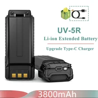 UV-5R Extended Battery Type-C Charger 3800mAh Baofeng BL-5 For Walkie Talkie Radio UV-5RC UV5RE UV-5X3 BF-F8HP GT-5R BF-F8 BF-F9 1