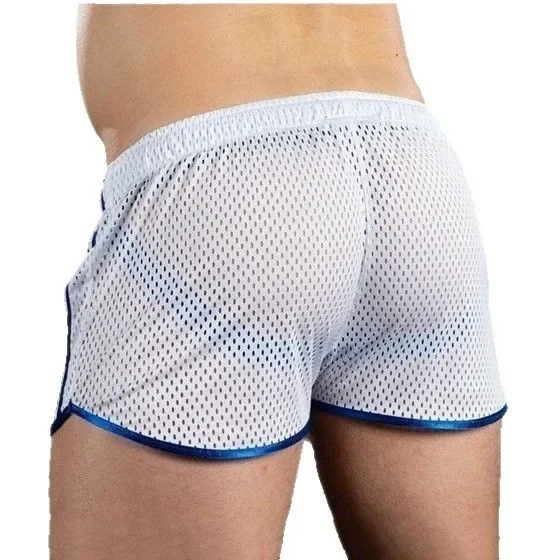 Sexy Breathable Men's Sporty Shorts Crazy Muscle Outdoor Casual Fitness Training Three-quarter Length Pants Hole Eye Design
