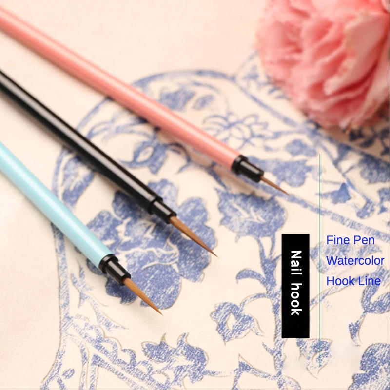 Paint Brushes 3pcs set nylon durable steel rod nail art hook pen stroke watercolor gouache oil painting acrylic nail art brush