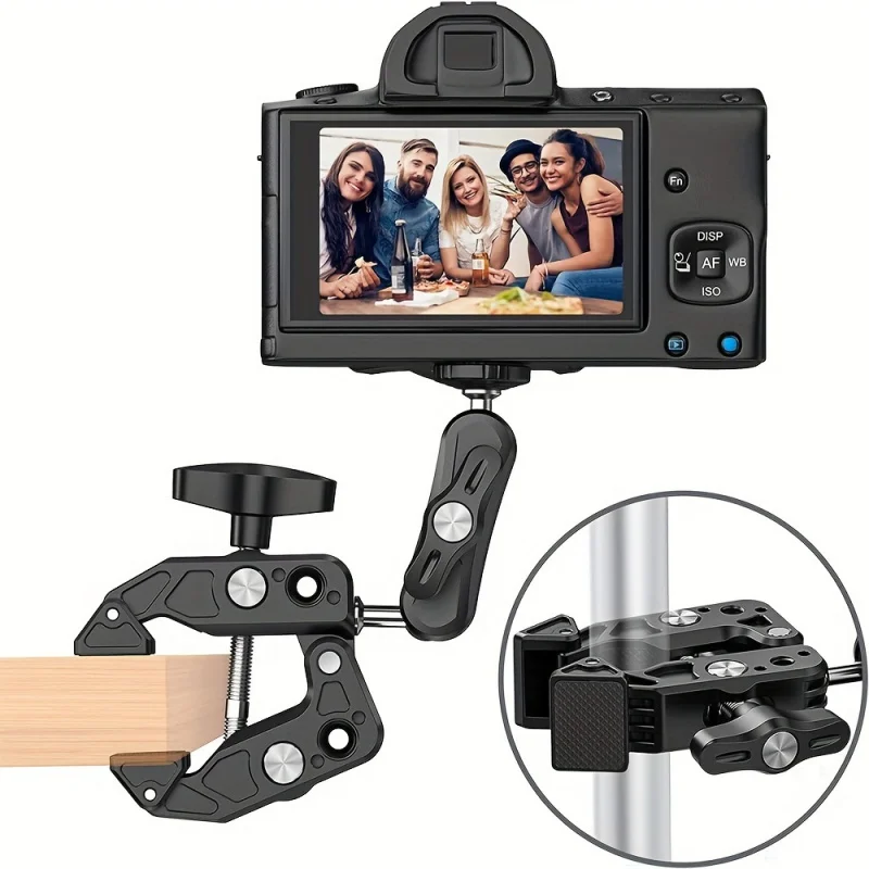 Morsetto per granchio multifunzionale Fotocamera sportiva Fotografia per telefono cellulare Forte baccello di pisello Staffa PTZ universale per espansione esterna in metallo - immagine 4
