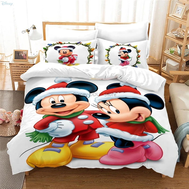 Mickey Mouse Minnie Mouse Couples Hold Hands Bedding Set Cartoon 3d Duvet Cover Sets Pillowcase Boys Girls Children Bedclothes
